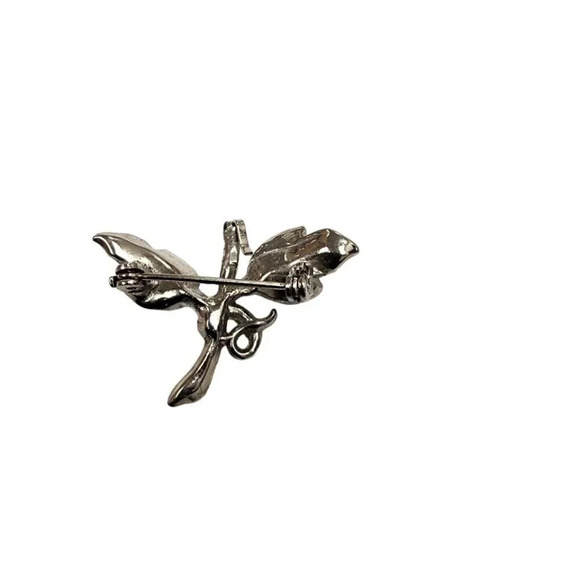 Vintage 60s-70s Spiral Leaf Brooch Pin Silver Tone - Picture 2 of 2